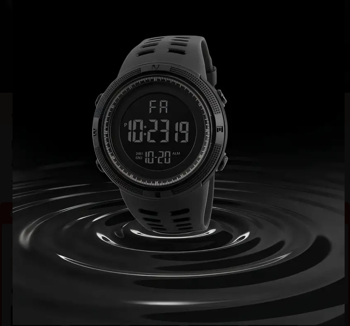 ⌚ Montre digitale sport noire – Élégance et performance !