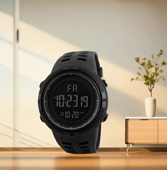 ⌚ Montre digitale sport noire – Élégance et performance !